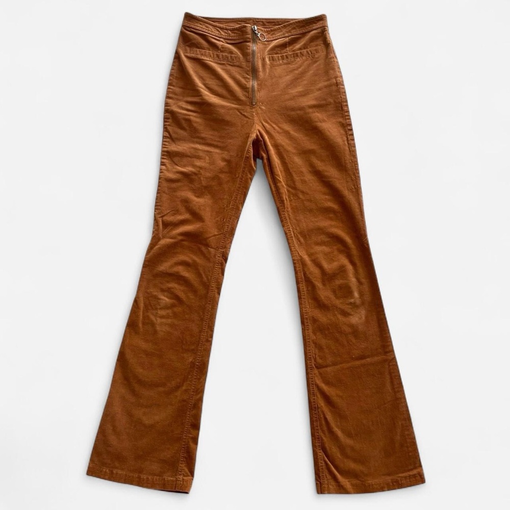 Brown corduroy high-waisted bootcut flare trousers